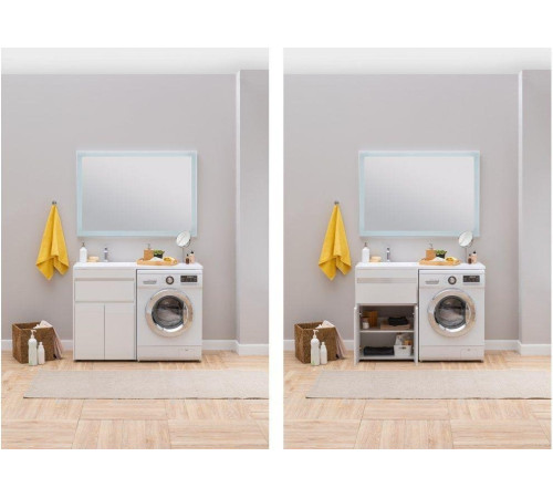 Тумба с раковиной Aquanet Токио 130 L напольная белый глянец 00239215