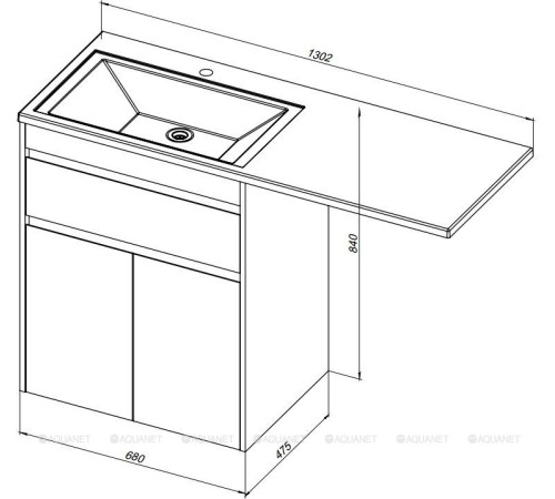 Тумба с раковиной Aquanet Токио 130 L напольная белый глянец 00239215