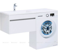 Тумба с раковиной Aquanet Токио 130 L подвесная 1 ящик белый глянец 00239217