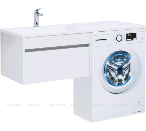 Тумба с раковиной Aquanet Токио 130 L подвесная 1 ящик белый глянец 00239217