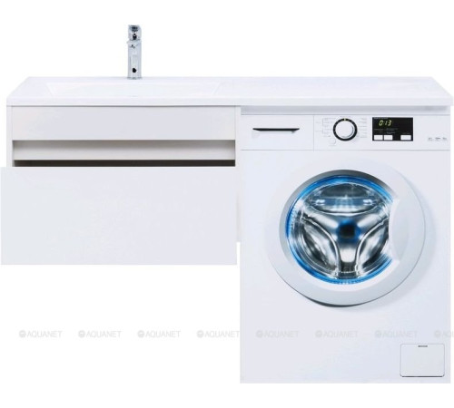 Тумба с раковиной Aquanet Токио 130 L подвесная 1 ящик белый глянец 00239217