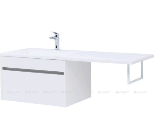 Тумба с раковиной Aquanet Токио 130 L подвесная 1 ящик белый глянец 00239217
