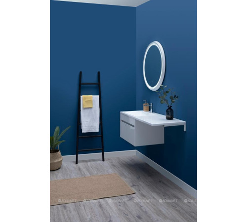 Тумба с раковиной Aquanet Токио 130 L подвесная 1 ящик белый глянец 00239217