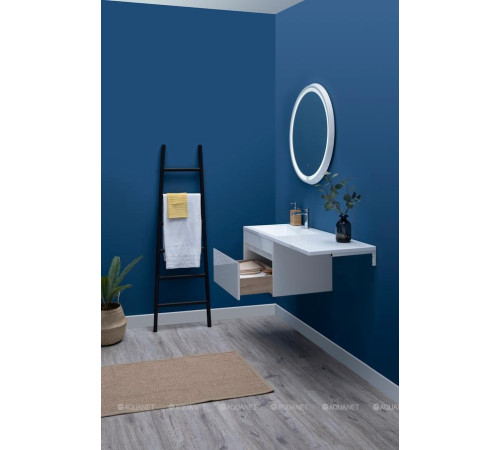 Тумба с раковиной Aquanet Токио 130 L подвесная 1 ящик белый глянец 00239217