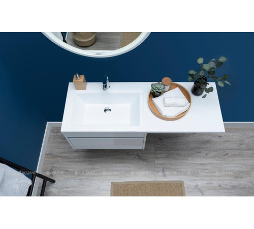 Тумба с раковиной Aquanet Токио 130 L подвесная 1 ящик белый глянец 00239217