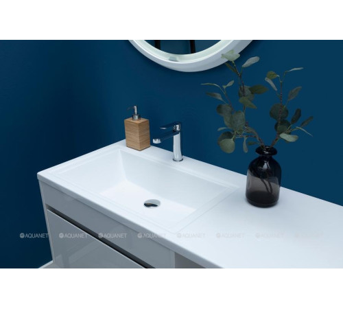 Тумба с раковиной Aquanet Токио 130 L подвесная 1 ящик белый глянец 00239217