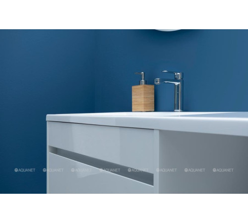 Тумба с раковиной Aquanet Токио 130 L подвесная 1 ящик белый глянец 00239217