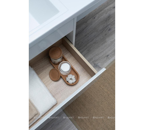 Тумба с раковиной Aquanet Токио 130 L подвесная 1 ящик белый глянец 00239217