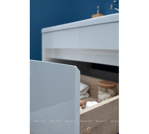 Тумба с раковиной Aquanet Токио 130 L подвесная 1 ящик белый глянец 00239217