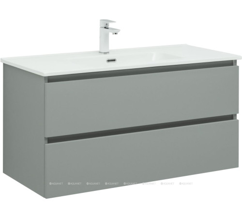 Тумба с раковиной Aquanet Вега 2.0 100 Flat 2 ящика мисти грин 00344772