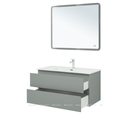 Тумба с раковиной Aquanet Вега 2.0 100 Flat 2 ящика мисти грин 00344772