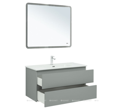 Тумба с раковиной Aquanet Вега 2.0 100 Flat 2 ящика мисти грин 00344772