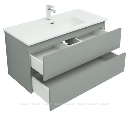 Тумба с раковиной Aquanet Вега 2.0 100 Flat 2 ящика мисти грин 00344772