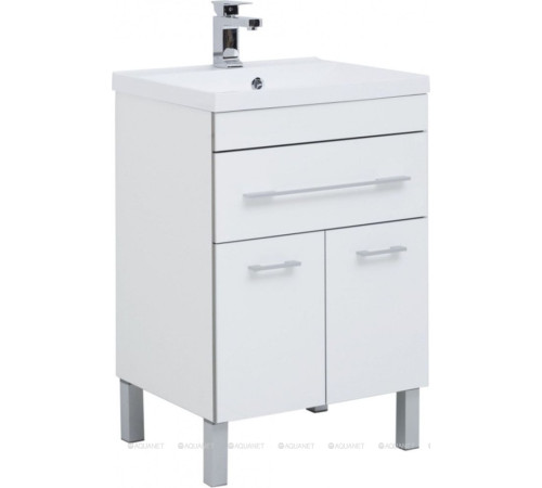 Тумба с раковиной Aquanet Верона 58 напольная 1 ящик 2 дверцы белый 00287667