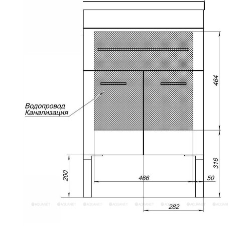 Тумба с раковиной Aquanet Верона 58 напольная 1 ящик 2 дверцы белый 00287667