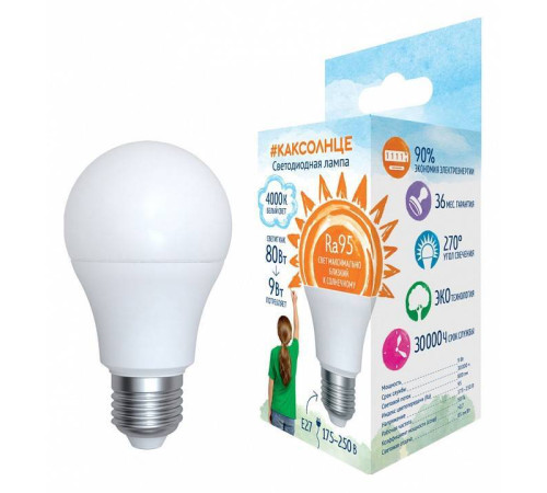 Лампа светодиодная Uniel E27 9Вт 4000K UL-00006504