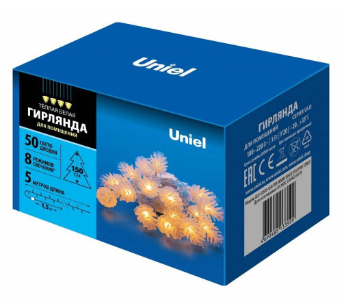 Гирлянда Супернить Uniel ULD-S0500/50 DTA 50 м 500 LED теплый белый UL-00007192