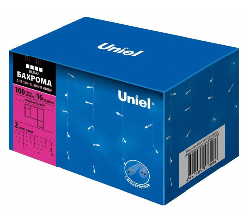 Бахрома световая Uniel ULD-B2007-100/DTA WARM WHITE/WHITE IP44 UL-00007209