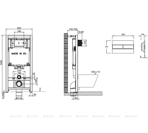 Комплект инсталляция Jacob Delafon с унитазом Rodin+ сиденьем и клавишей E21749RU-00