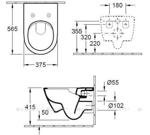 Унитаз подвесной Villeroy & Boch Subway 2.0 370x560 мм с сиденьем 5614R201