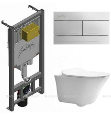 Комплект Jacob Delafon Vive унитаз подвесной с сиденьем и инсталляция с клавишей хром Set-VIVE-CP