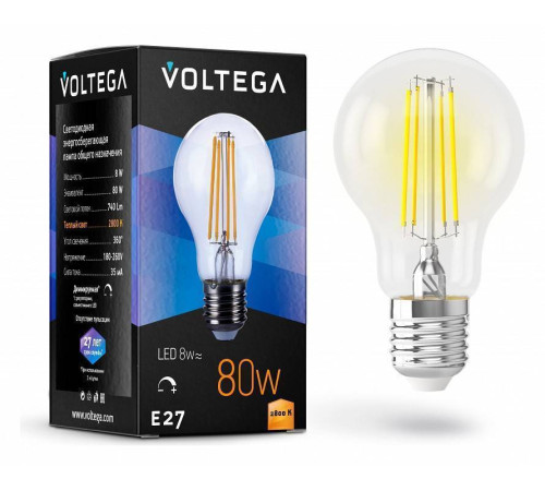 Лампа светодиодная Voltega General Purpose Bulb E27 8 Вт 2800 K 5489
