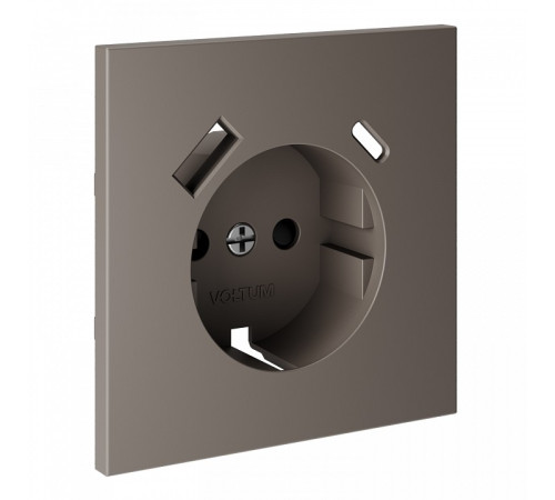 Накладка для розетки с заземлением и со шторками и 2хUSB type A и C Voltum S70 VLS001014