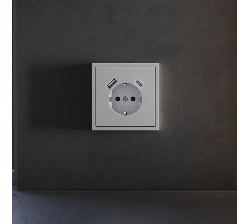 Накладка для розетки с заземлением и со шторками и 2хUSB type A и C Voltum S70 VLS001016