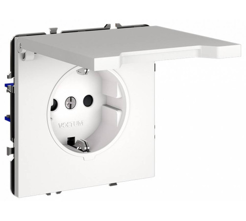 Розетка с заземлением и со шторкой, без рамки с крышкой Voltum S70 VLS040302