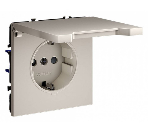 Розетка с заземлением и со шторкой, без рамки с крышкой Voltum S70 VLS040303