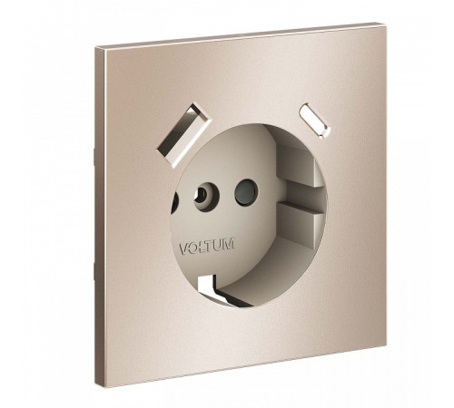 Накладка для розетки с заземлением и со шторками и 2хUSB type A и C Voltum S70 METAL VLSM001010