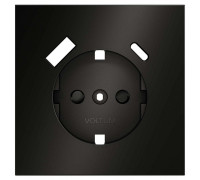 Накладка для розетки с заземлением и со шторками и 2хUSB type A и C Voltum S70 METAL VLSM001012