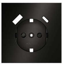 Накладка для розетки с заземлением и со шторками и 2хUSB type A и C Voltum S70 METAL VLSM001012