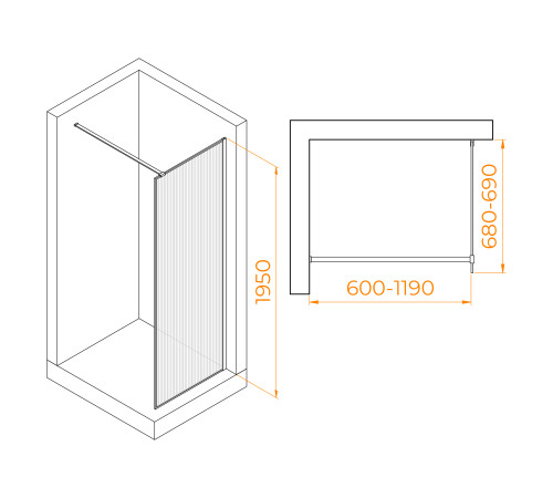 Душевая перегородка RGW WA-08Gb 700 мм 06100807-156