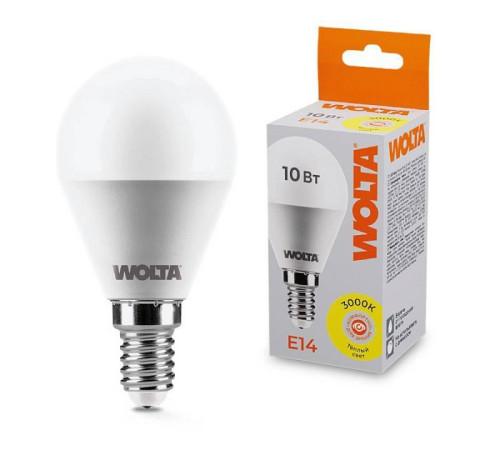 Лампа светодиодная Wolta E14 10Вт 3000K 25Y45GL10E14