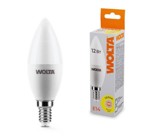 Лампа светодиодная Wolta E14 12Вт 3000K 25YC12E14