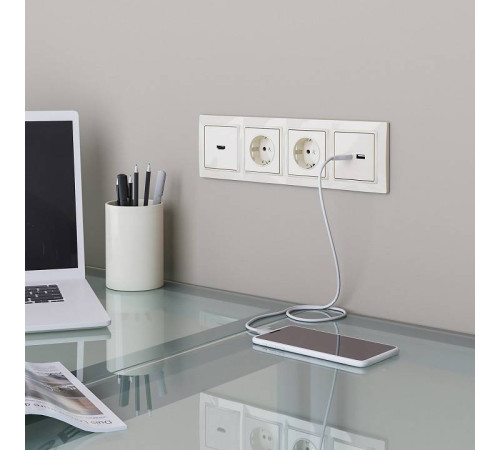 Розетка HDMI без рамки Werkel слоновая кость W1186003 (слоновая кость)