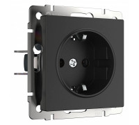 Розетка с заземлением и с шторками, без рамки Werkel Черный матовый W1171108