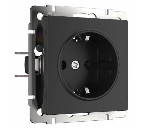 Розетка с заземлением и с шторками, без рамки Werkel Черный матовый W1171108