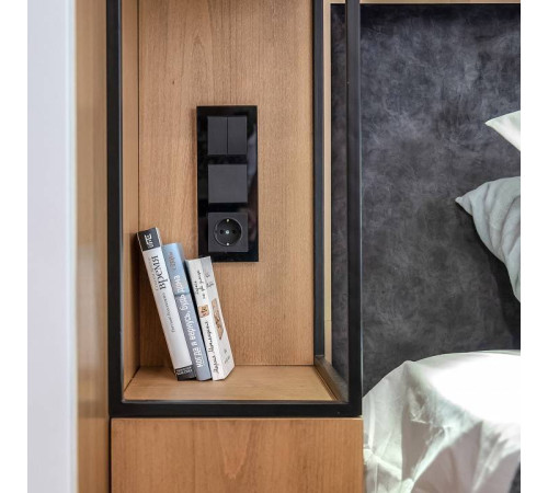 Розетка с заземлением и с шторками, без рамки Werkel Черный матовый W1171108