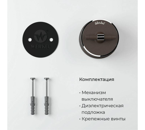 Выключатель одноклавишный с корпусом Werkel Vintage мокко, хром W5812052