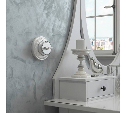 Выключатель одноклавишный с корпусом Werkel Vintage серебро, хром W5812054