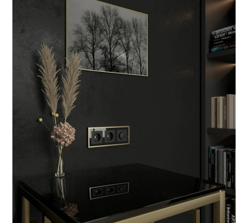 Рамка на 3 поста Werkel Baguette черный/латунь W0032852