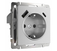 Розетка с заземлением и с шторками и USB Werkel серебряный матовый W1171765