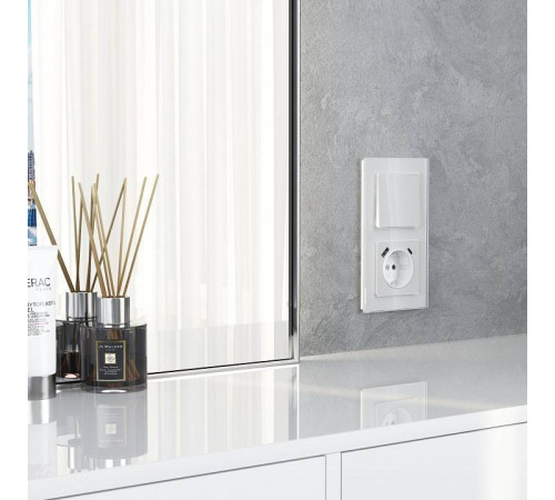 Выключатель одноклавишный без рамки Werkel Белый акрил W1110041