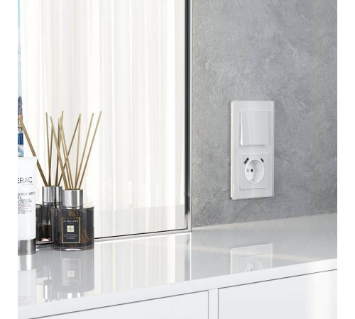 Выключатель проходной одноклавишный без рамки Werkel Белый акрил W1112041