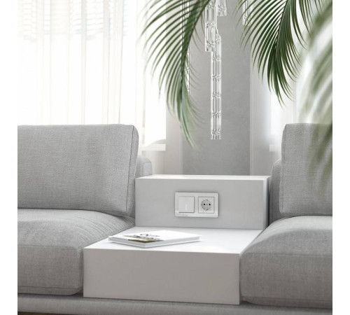 Выключатель проходной одноклавишный с подсветкой без рамки Werkel Белый акрил W1112141