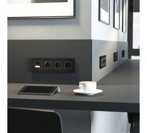 Рамка на 4 поста Werkel AluMax черный алюминий a066332