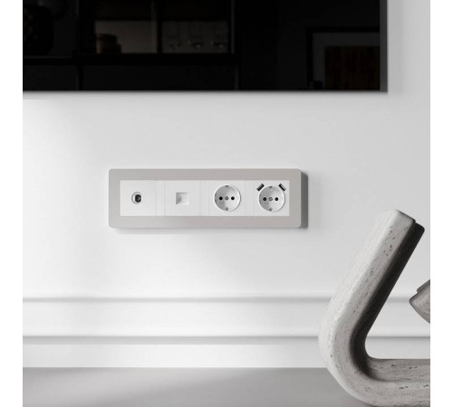 Рамка на 4 поста Werkel Split дымчатый/белый, soft-touch W0043067