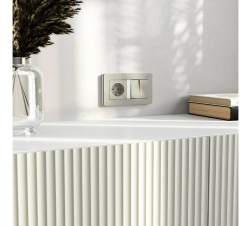 Выключатель проходной двухклавишный с подсветкой без рамки Werkel дымчатый W1222104